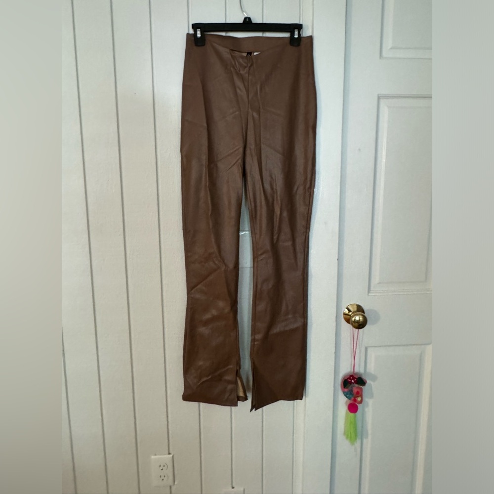 H&M Divided Brown Faux Leather Pants (Size 6)